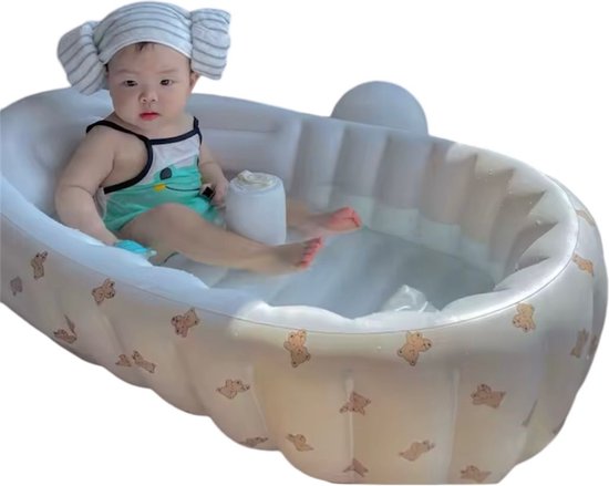 MazrekuHome® - Opblaasbaar bad - Badkuip - Opvouwbaar bad voor baby - 90x55x30 - Lief patroon - Voor binnen en buiten - Veilig en betrouwbaar van MazrekuHome — afbeelding 3