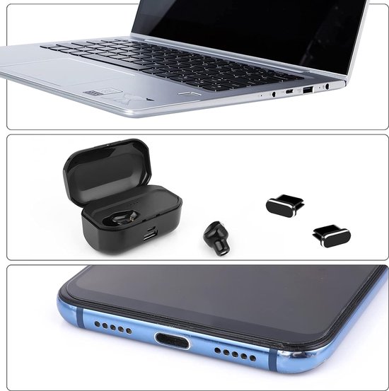 PolkaHome Kit de nettoyage de téléphone de type C 17 pièces (argenté, multicolore) – Comprend des bouchons anti-poussière en métal, des brosses en nylon, des brosses de nettoyage de haut-parleur de téléphone, des brosses de nettoyage de ports