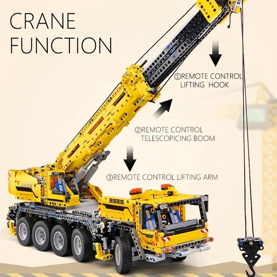 MazrekuHome® - Voiture Jouets technique - Grue mobile motorisée - Contrôlable via application - 2590 pièces