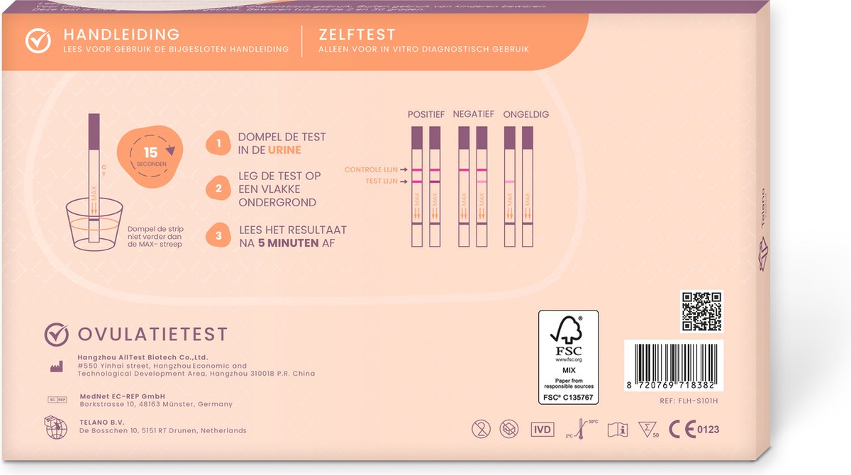 Telano Ovulatietest Premium 50 stuks Dipstick Gevoelig - Ovulatiekalender - Extra Brede Strip van 5 mm - Vergroot je kans op Zwangerschap - Ovulatietesten Strip – foto 2