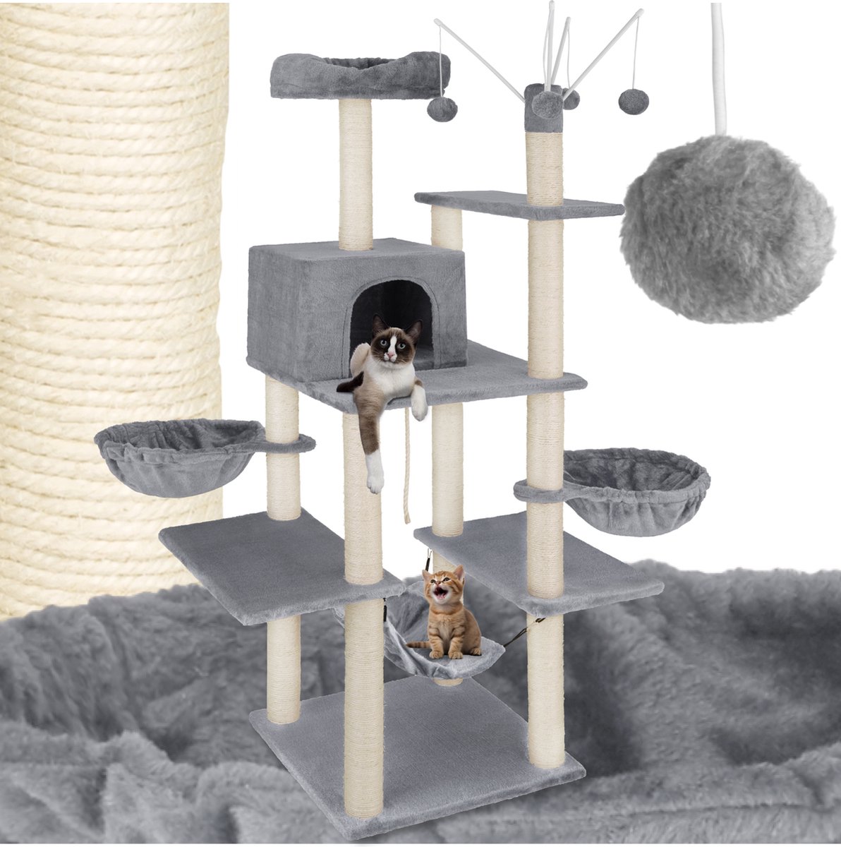 TecTake Krabpaal Lilou - Grijs - 120 x 61 x 165 cm