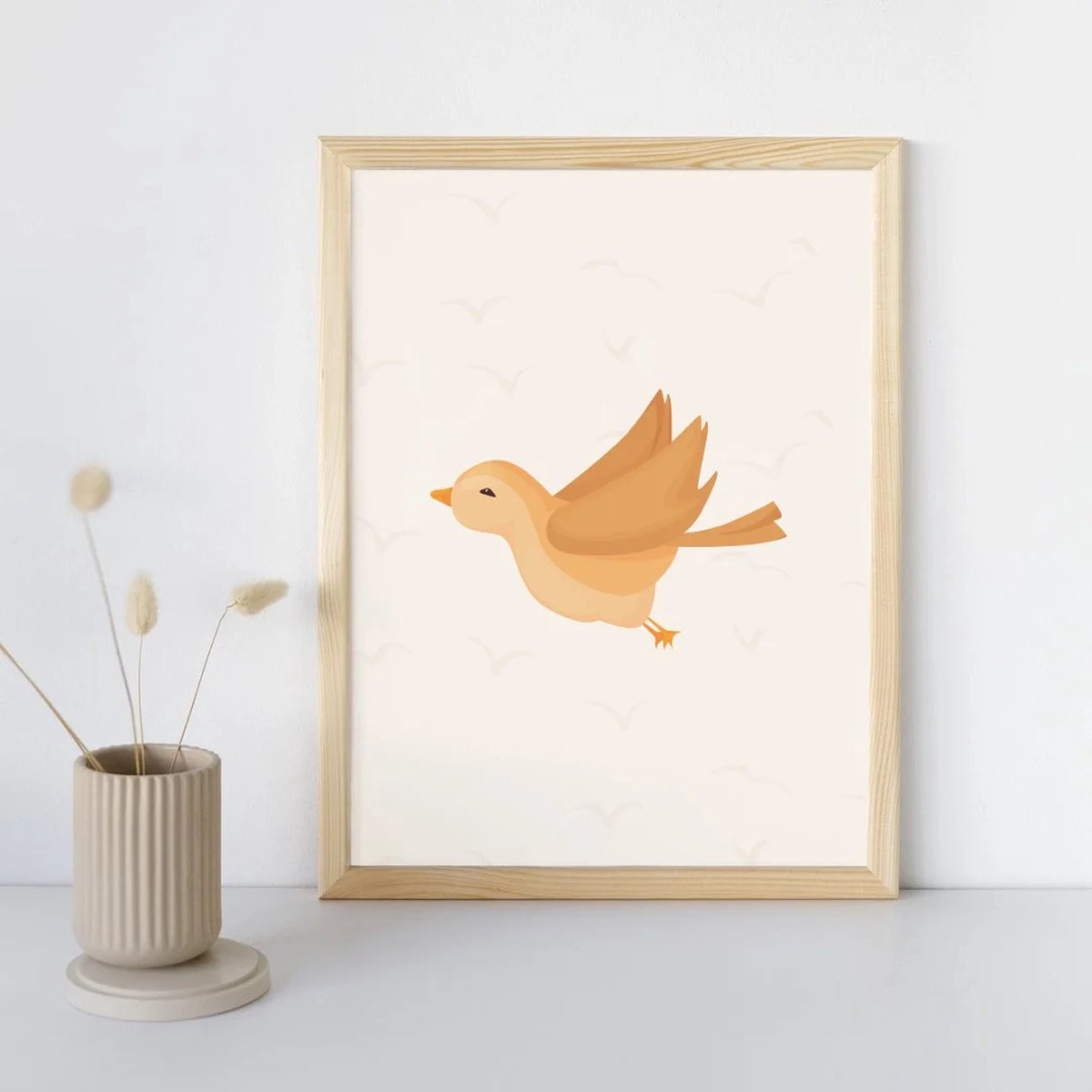 Kinderkamer dierenposter - Flying bird | Babykamer | kinderkamer decoratie | Poster met vliegende vogels | Wanddecoratie | 30x40 cm