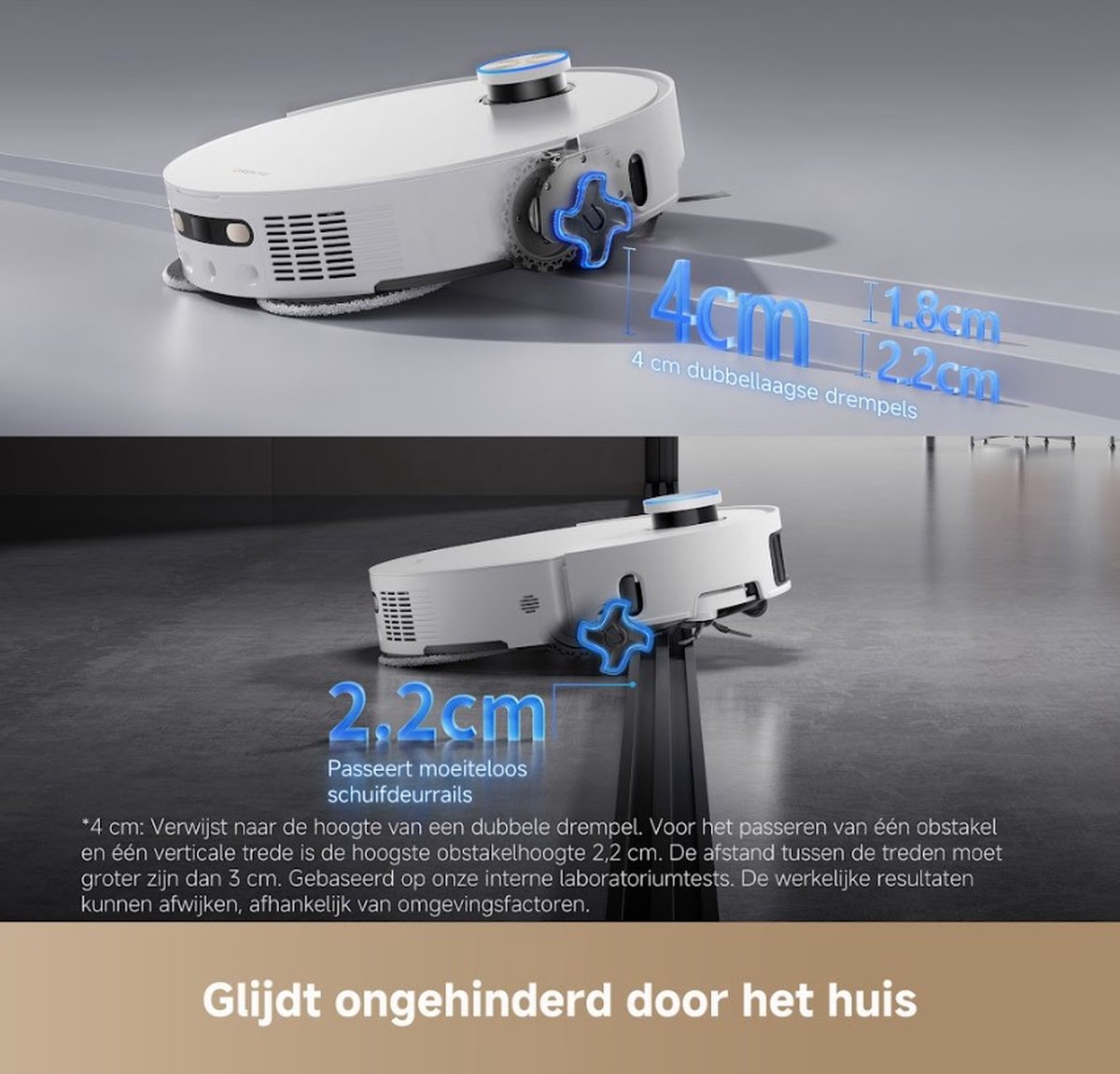 Dreame L50 Pro Ultra Robotstofzuiger met Dweilfunctie – 19.500Pa Zuigkracht – Automatisch Leegstation – Zelfreinigende & Zelfdrogende Dweilen – Anti Klit Dubbele Borstel – AI Navigatie met LED – Drempels tot 4 cm – Geschikt voor Huisdieren & Tapijt — afbeelding 7