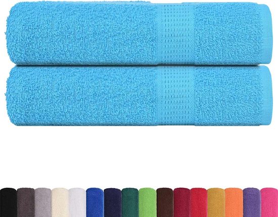 The Living Store Handdoeken 2 pièces 50x100 cm 360 g/m² 100% coton turquoise - Serviette de bain - Turquoise - Katoen - Ensemble de serviettes - Absorbantes