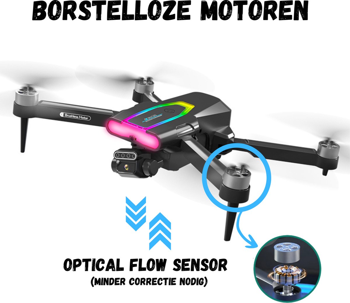SefSay Spider Max Drone - Drone met dubbele ESC HD camera - Camera met Gimball en Led - RGB LED - Obstakel Ontwijking - Borstelloze motoren - 3 batterijen en een opbergtas - Geschikt voor kinderen en volwassenen – foto 5