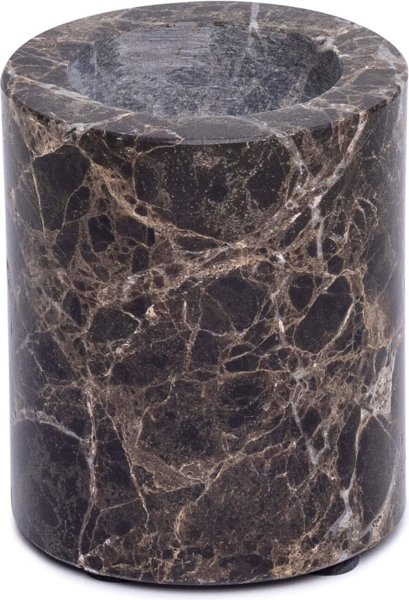 MOOISA - Marmer waxinelichthouder M Ø6x7cm bruin