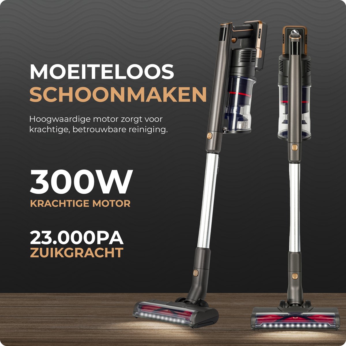 Aerovac - Draadloze Steelstofzuiger – 23 kPa Zuigkracht – 50 min Accuduur – 3 Zuigniveaus – Zakloos – foto 4