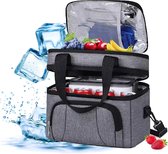 4 Laags Geïsoleerde Koeltas - Geïsoleerde Koeltas - Lunchtas Dubbellaagse Opslag - 12 L Picknicktas - Slijtvast 600D Oxford Materiaal - Warmte / Koude Retentie 12 uur - Lekvrij / Waterdicht / Stofdicht - Grijs