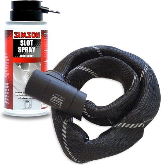 Top Lock Kettingslot - Art 2 Fietsslot - Inclusief Slot Spray - Ketting van Gehard Stalen Schakels - Slot met ART Keurmerk - Geschikt voor Elektrische Fiets en Fatbike - 90 cm