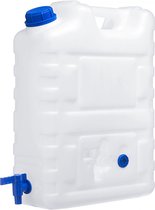 TCP Water Jerrycan 22 Liter met Kunststof Tapkraan - BPA-vrij - Jerrycan voor Drinkwater, Camping en Noodvoorraad - Wit