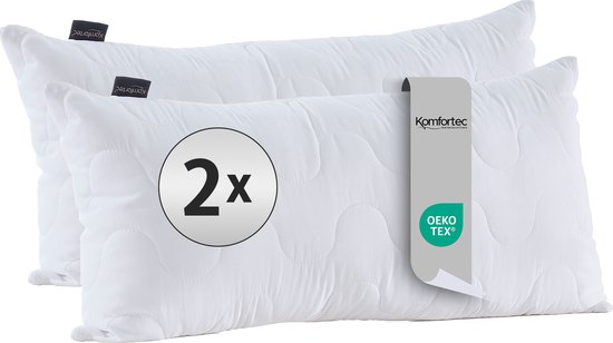 Komfortec Hoofdkussen 40x80 cm (2 stuks set), Hotelkwaliteit Slaapkussen, Hoofdkussen Slaapkamer, Wasbaar, Ergonomisch, Gewatteerd, met ritssluiting (Wit)