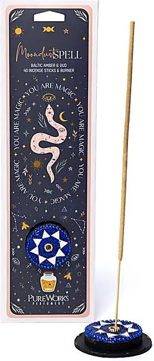 Pure Works Perfumery Wierookstokjes 'Moondust Spell' inclusief houder, Celestial Magic, 40 sticks Meerkleurig
