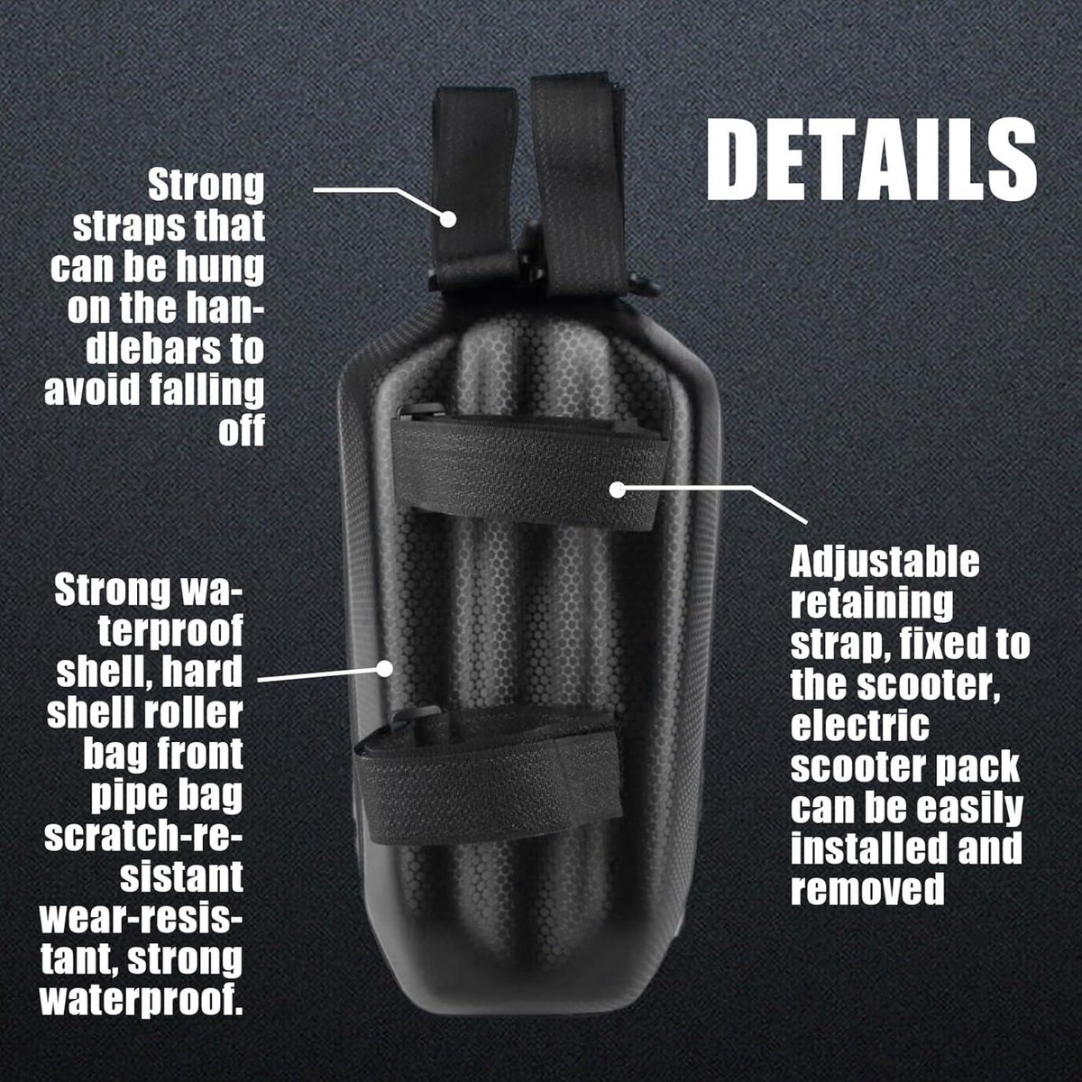 E-scootertas stuurtas waterdicht 3 liter - voorzijde buistas scooter - roltas groot waterdicht voorvak - universele e-scootertas - content in . .