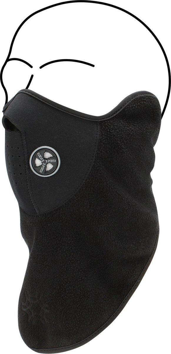 New Age Devi Multifunctioneel Fleece Skimasker Sjaal-Bandana-Nekwarmer Thermo Winddicht Wintersport Skin Snowboarden Motorrijden Scooter rijden Wielrennen en Mountainbiken Zwart