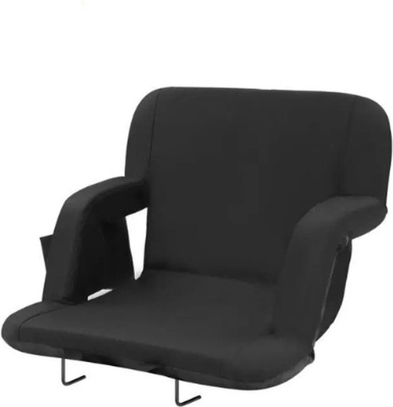 Stadionstoel, Opvouwbare Tribunestoel Met Rugleuning Gevoerde Tribunestoel Met Schouderband Bekerhouder Haak En Nettas Stadionstoel 431 8 Mm Breed Zwart 1 St  P 010972917091