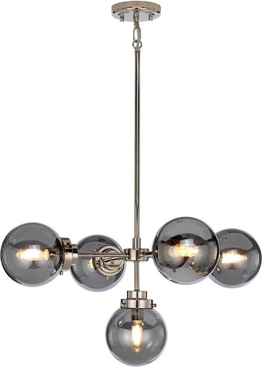 Landelijke Kroonluchter - Steady Lighting - Metaal - Landelijk - E14 - L: 67.4cm - Voor Binnen - Woonkamer - Eetkamer - Zilver