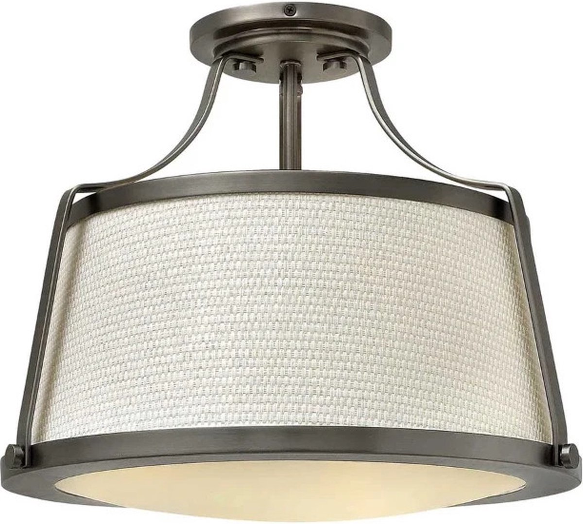 Hinkley LED Plafondlamp Charlotte | 3X E27 Max 60W | Dimbaar | Antique Nickel, Linen Shade
