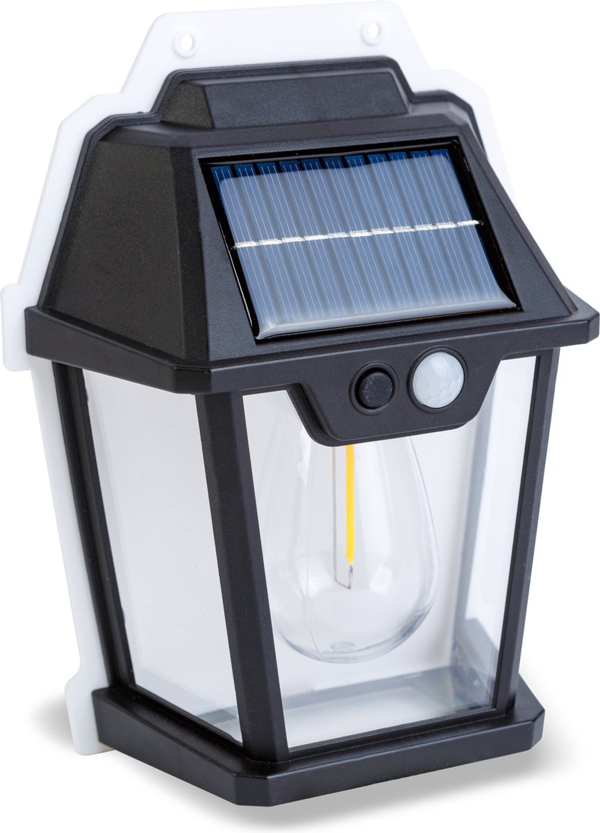 Landelijke Hangende Tuin Lantaarn met LED Bol lamp Solar - Windlicht op Zonne-Energie - Wa