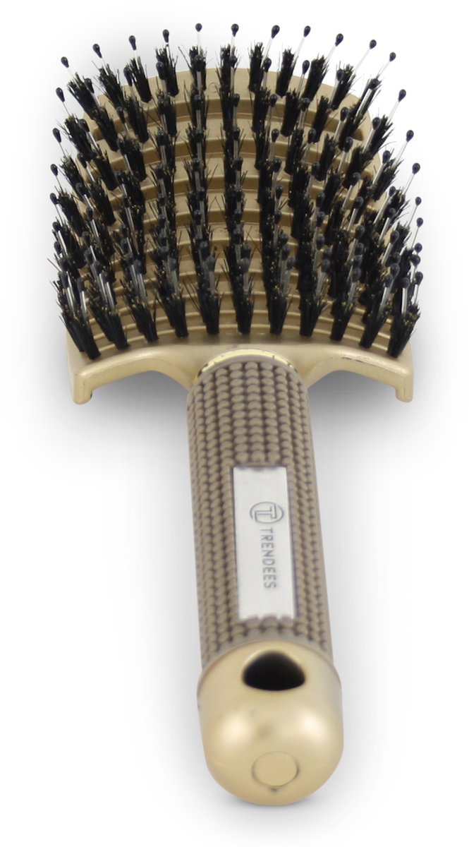 Trendees - Anti-Klit Haarborstel - Goud - Hoofdhuid Verzorging - Curved