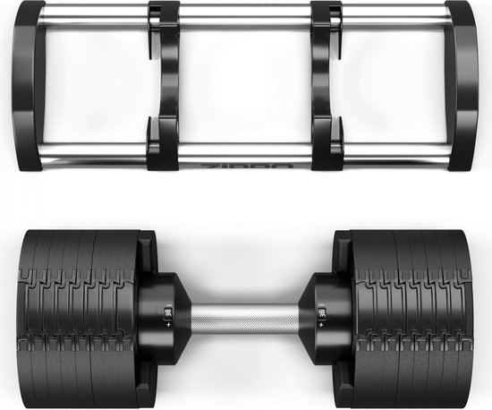 Paar 20 kg verstelbare halters (60-110 cm) met kettlebell-bevestigingen