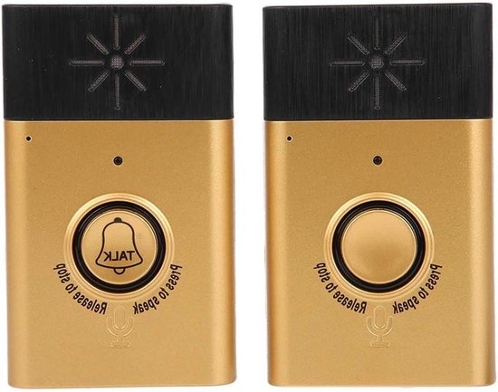 Voice Intercom Deurbel - Twee-weg talk - Draadloze deurbel Kit - LED Indoor Outdoor Intercom - Home Security System met Camera - Goud . — afbeelding 2