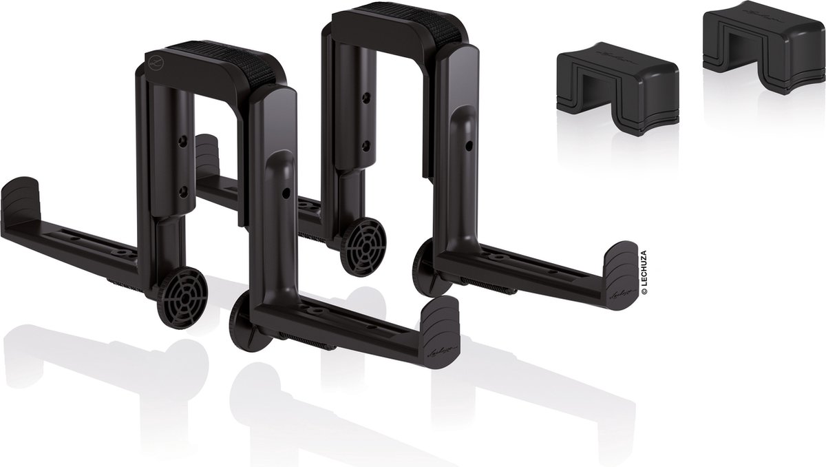 LECHUZA BALCONERA - Balkonbakhouder DUO + adapter set (4-onderdelen) - voor balustrades en muren - voor 2 balkonbakken - zwart
