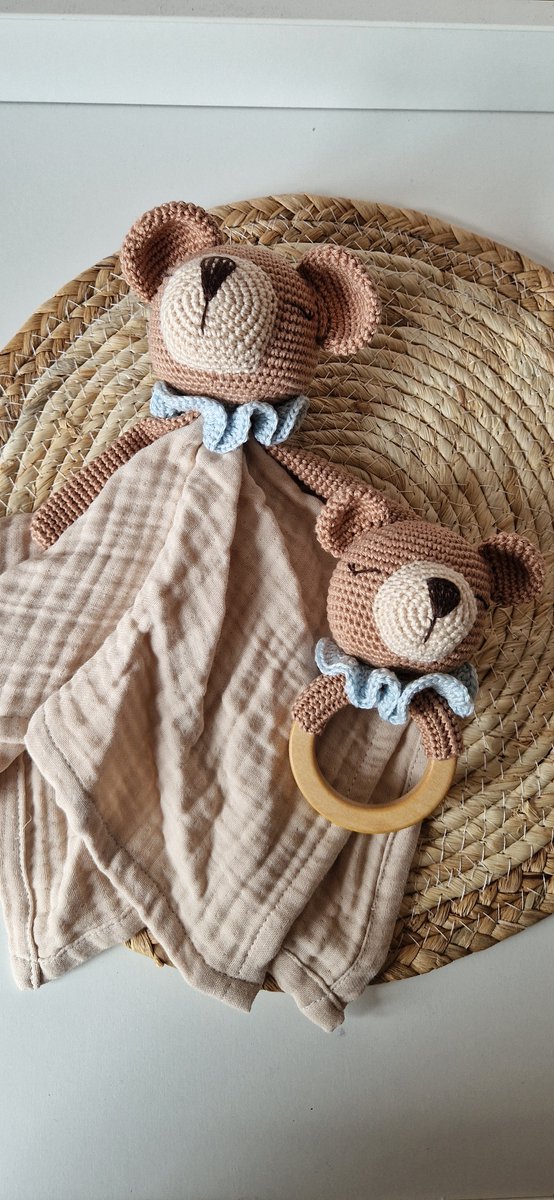 Goedkoopste KraamCadeau Babyshower GeschenkSet van 3 Slaapvriendje Rammelaar Speenkoord Beer