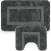 Loti Living Badmat Set Met Toiletmat Antislip – Douchemat – Badmat Badkamer – Vloermat – Badmat set wc mat – Badmat set antislip - Grijs - 50x80 cm + 50x40 cm