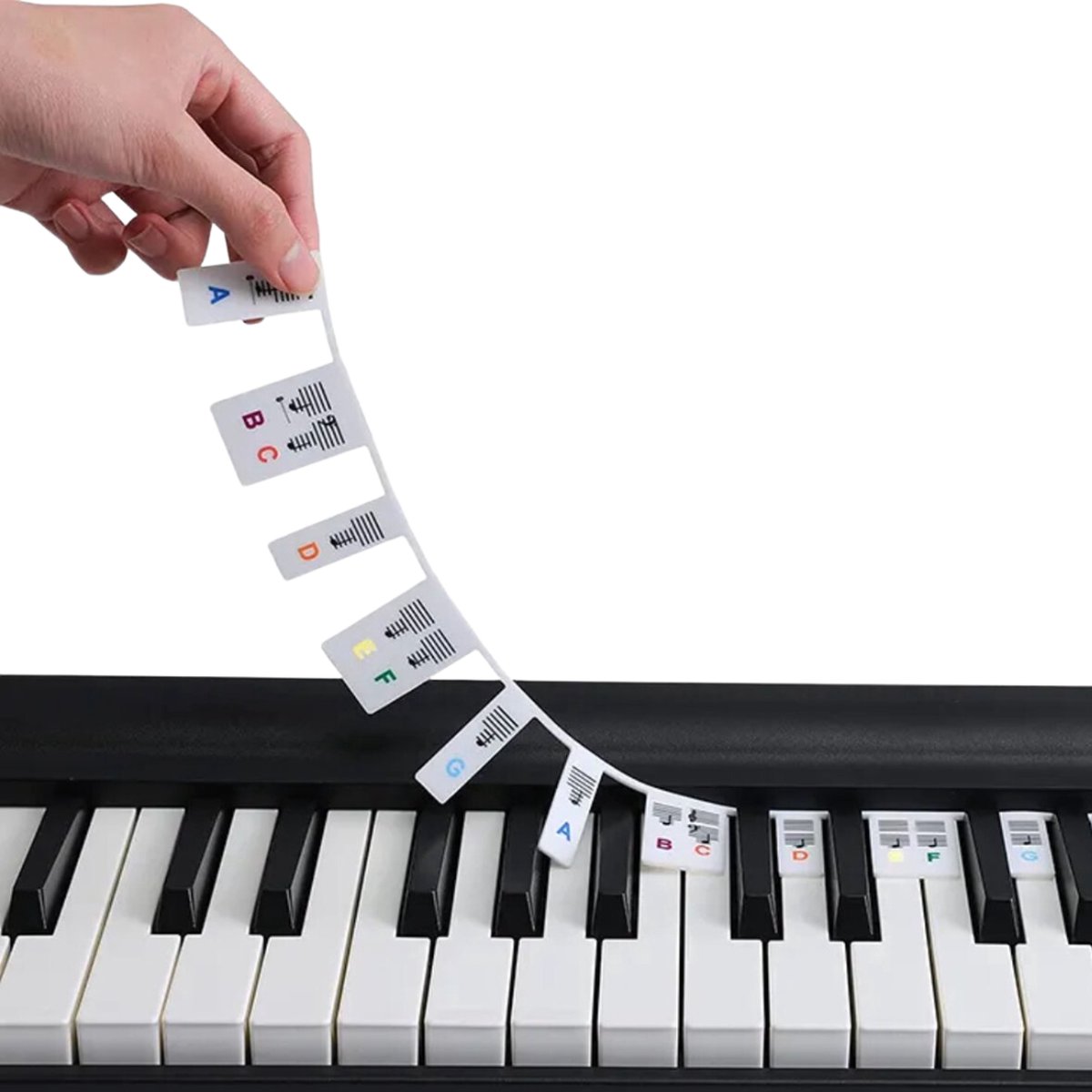 LumiWay Herbruikbare Piano Stickers - 88 Noten - Siliconen visualisatie om muziek te leren spelen