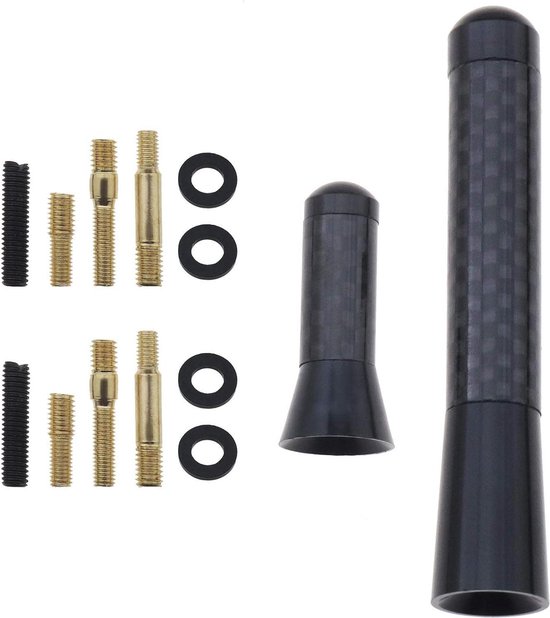 Foto: 2 stks auto mast antenne adapter universele 3 5 cm 8 cm auto am fm radio antenne stubby korte mast met schroef pakking 