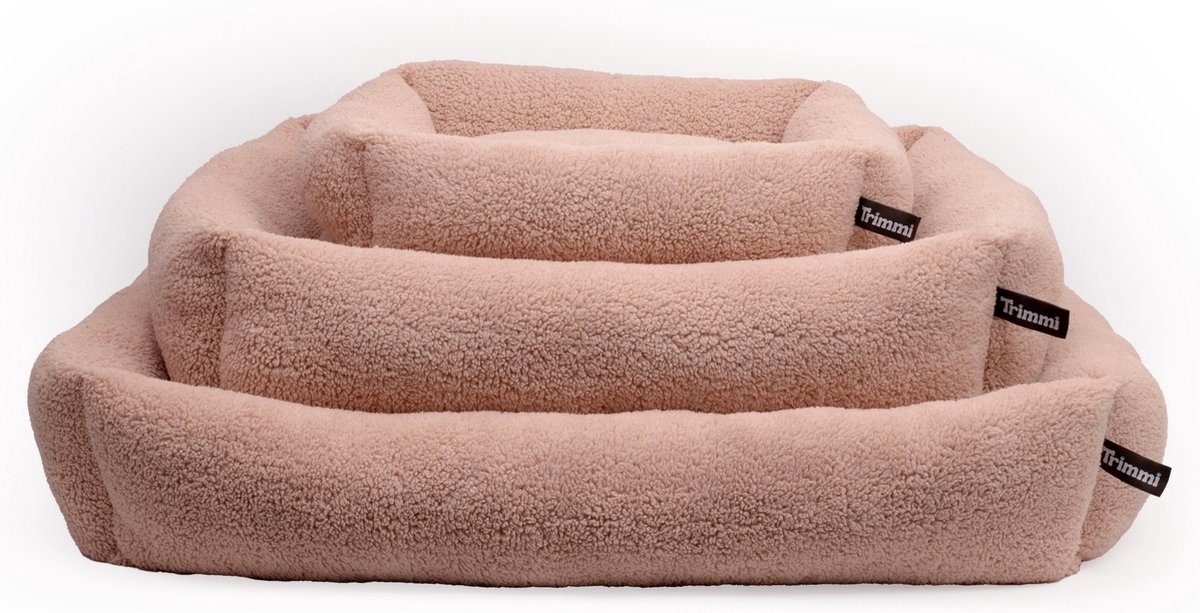 Teddy mand rosé - Hondenkussen - Teddy bed - Hondenbed - Honden mand - Honden bank - Hondenmanden - Honden bed - Hondenbench - Wasbaar teddy dekbedovertrek - Maat L