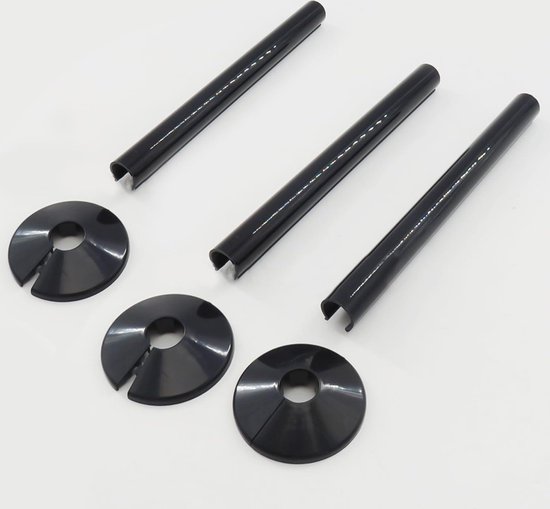 Radiatorpijpafdekkingen en pijpkragen set, pijpen radiatorpijpafdekkingen mouw 15 mm kragen gesneden voor badkamer centrale verwarming (zwart Radiatorpijpafdekkingen en pijpkragen set, pijpen radiatorpijpafdekkingen mouw 15 mm kragen gesneden voor badkamer centrale verwarming (zwart