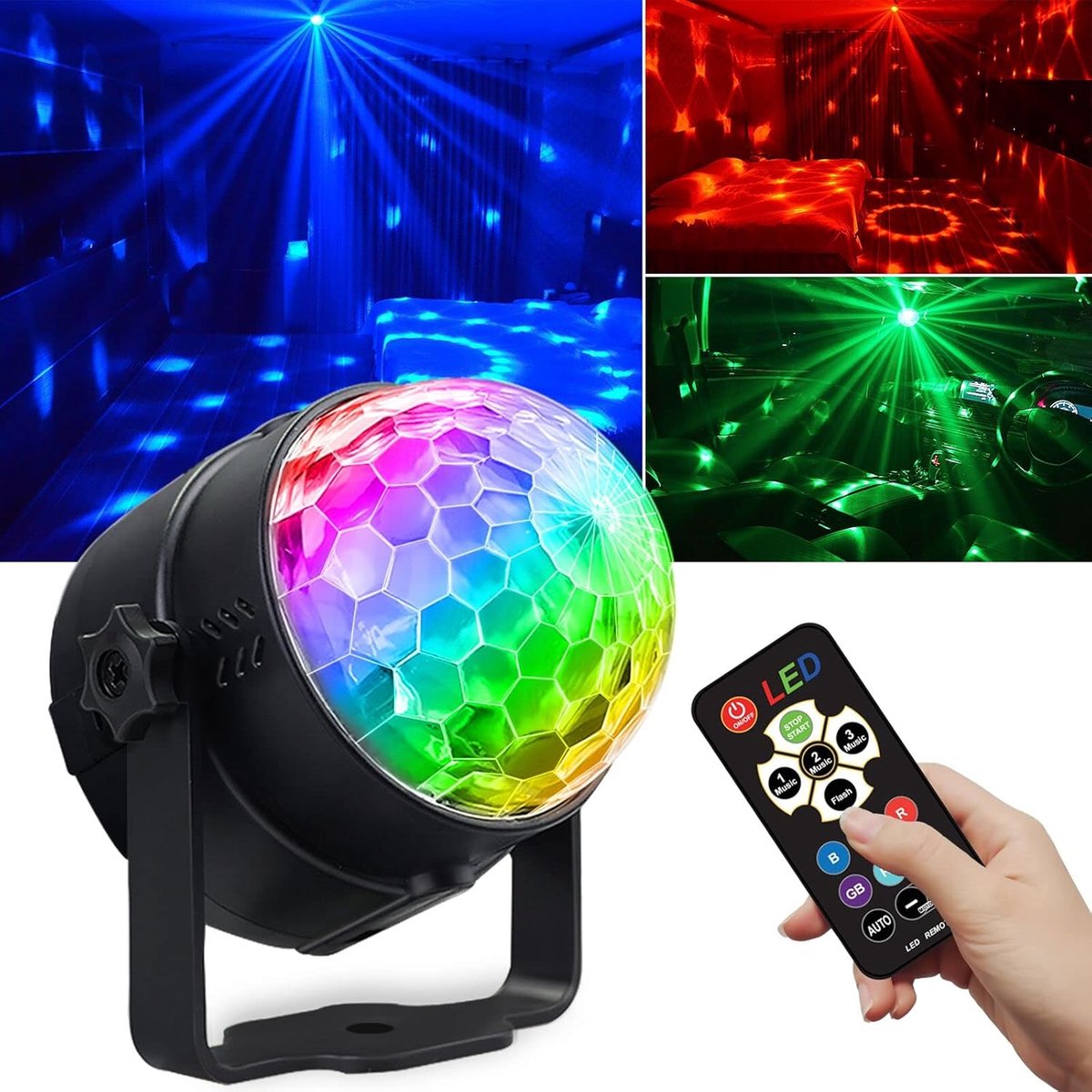 Disco bal party lamp - Muziekgestuurde verlichting - USB-aansluiting - Draagbare binnen- en buitentoepassing - DJ lamp - Stroboscoop dansvloer verlichting - Party verlichting