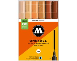 Molotow ONE4ALL 227HS Acrylstiften Set Bruin - 6 Stuks - 4mm - Wood Set