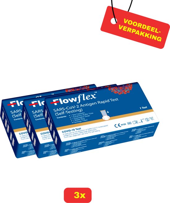 3x Corona test FlowFlex THT 08-2026 | Zelftest Goedgekeurd-Voordeelverpakking!