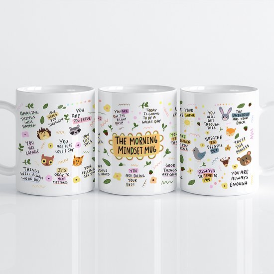 Creasowl® - Bedrukte Mok met Tekst - Motiverende Ochtend Mindset Mokken met Oor - Dagelijkse Affirmatie Mok met Positieve Spreuken - Verjaardags Cadeau - Moederdag - Cadeau voor Moeder - Cadeau voor Vrouw - Koffiemok - Theemok - Koffie mok