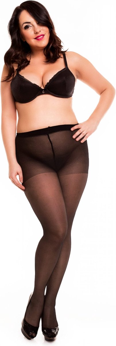 Glamory Satin 40 grote maten glanspanty zwart - Zwart