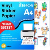 Renos® 36 Glossy Vinyl Stickervellen - Stickerpapier Voor Printer - Sticker Papier - Stickerpapier A4 - Printbaar Stickerpapier - Geschikt Voor Cricut