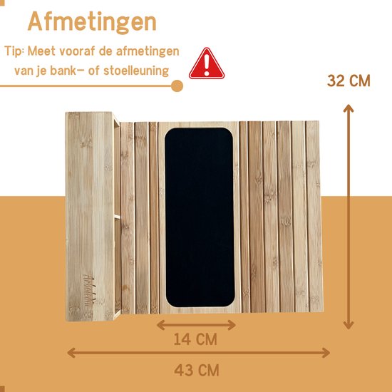 Plateau d'accoudoir Arboledia - Plateau en Bamboe marron clair - Banc de plateau d'accoudoir - Accoudoir antidérapant - Couche de feutre