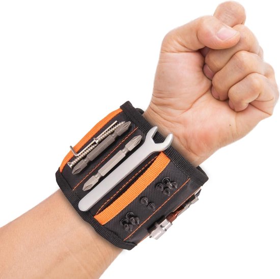 EHIOG Magneetarmband voor schroeven, spijkers, bouten, met 15 sterke magneten, magneetarmband, bevestiging van schroeven/nagels/magneetgereedschap, cadeau voor papa, Vaderdag cadeau-ideeën