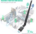 Een EDUP wifi-adapter met een roterende antenne, die door muren heen signaleert. Toont 2.4G en 5G signalen in een huis.