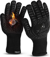 Xamax BBQ & Ovenhandschoenen - Hittebestendige BBQ handschoenen - Ovenwanten - EN407 Certificaat - tot 500°C - Barbecue en Oven handschoenen - 2 stuks - bbq accesoires