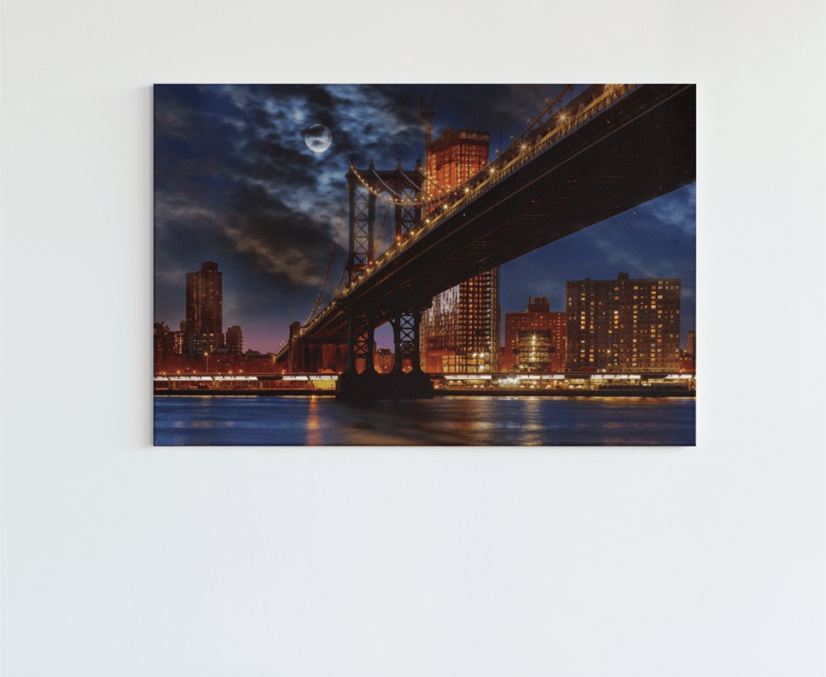Trendex Global Canvas Schilderij - Manhattan - New York - Abstract - Kunst - 120x80x2 cm Bruin