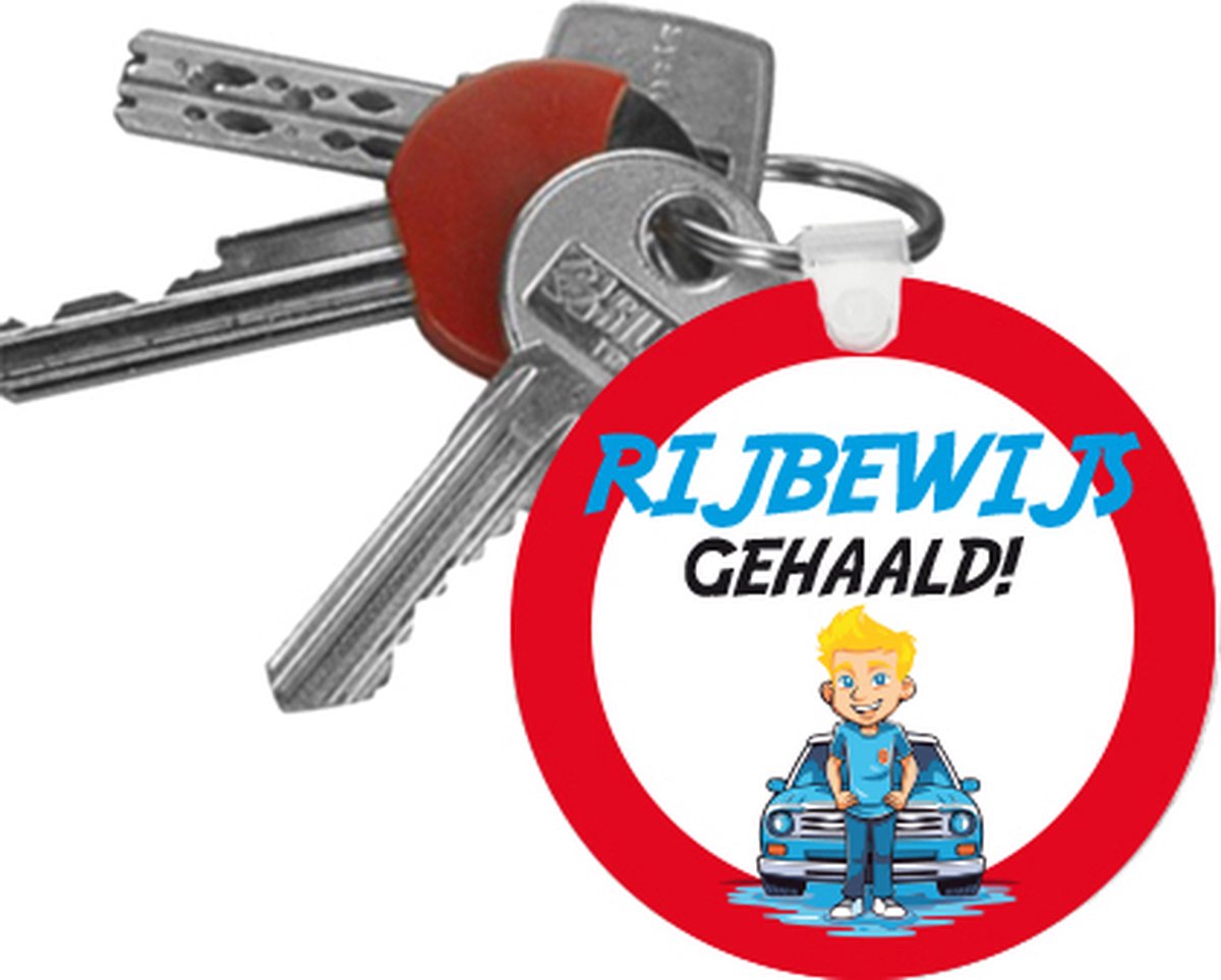 Sleutelhanger "Rijbewijs Geslaagd" Man / Blond Haar - Sleutelhanger Cadeau - Rijbewijs Gehaald