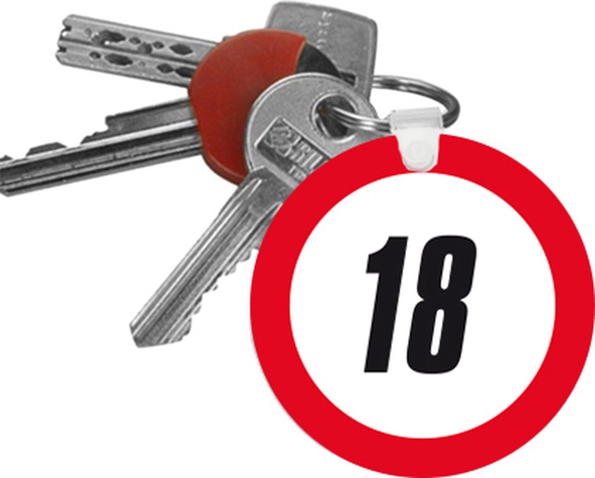 Sleutelhanger "18" - Cadeau Rijbewijs Gehaald - Rijbewijs geslaagd - Sleutelhanger Cadeau