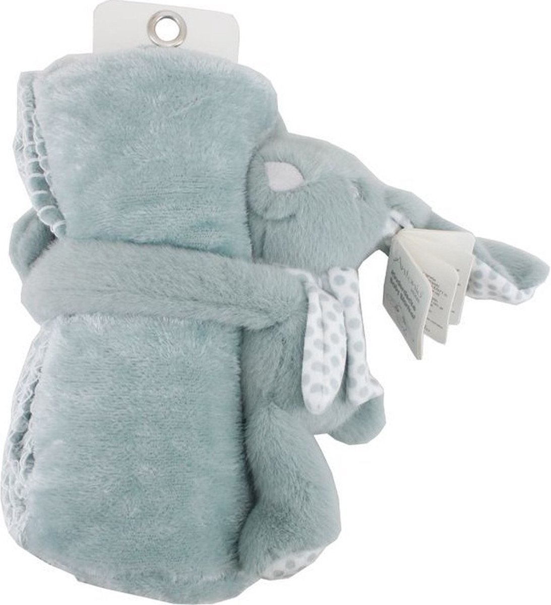 Knuffelzacht babydekentje - deken baby en peuter 100 x75 cm – Kraamcadeau - Zacht dekentje met schattig konijntje – Teddy deken - Grijs groen - Baby geschenkset