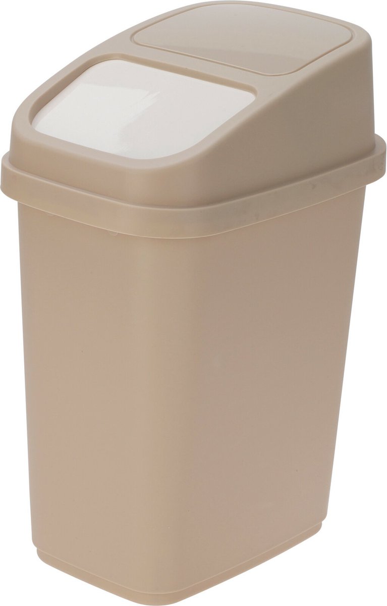 Goedkoopste Excellent Houseware GFT aanrecht afvalbakje - beige - 10L - afsluitbaar - 18 x 27 x 31 cm - klepje - afval scheiden