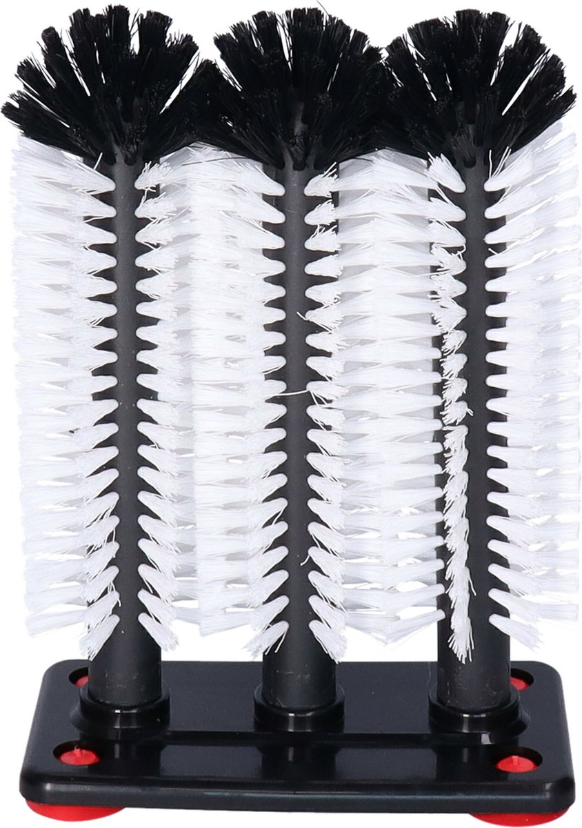Buemag Spoelborstels - glazen afwassen - 19 x 24 x 10 cm - zwart - 3 stuks - professionele horeca borstels - glazenwasborstel