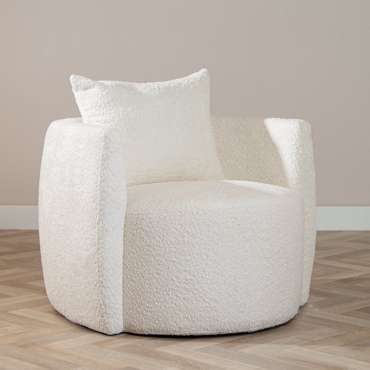Bronx71® Teddy bouclé fauteuil Ruby wit
