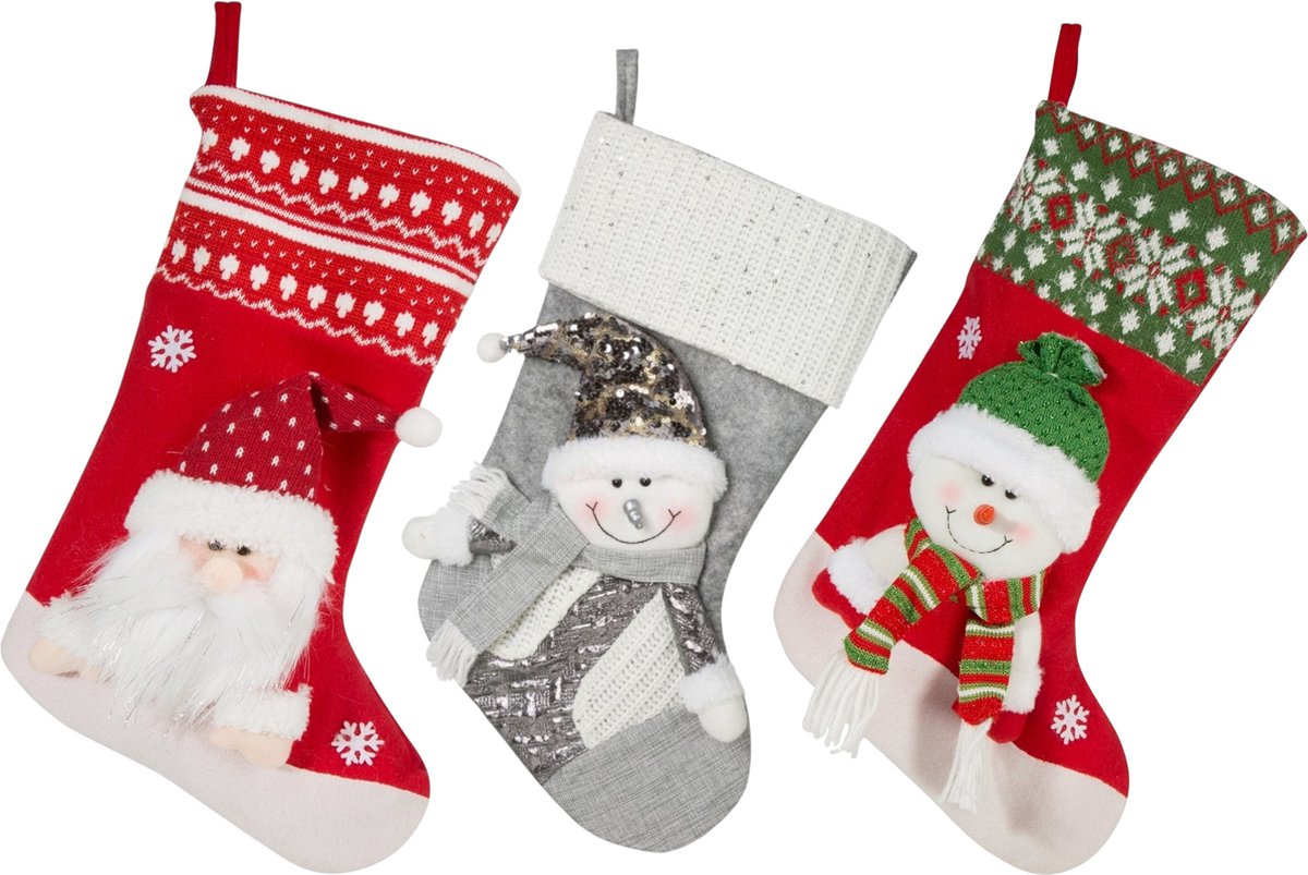 Kertsokken, set van 3 stuks, kerst, kerstlaarsjes, cadeauzak, christmas stocking, decoratie, kerstkouus, kerst 2025